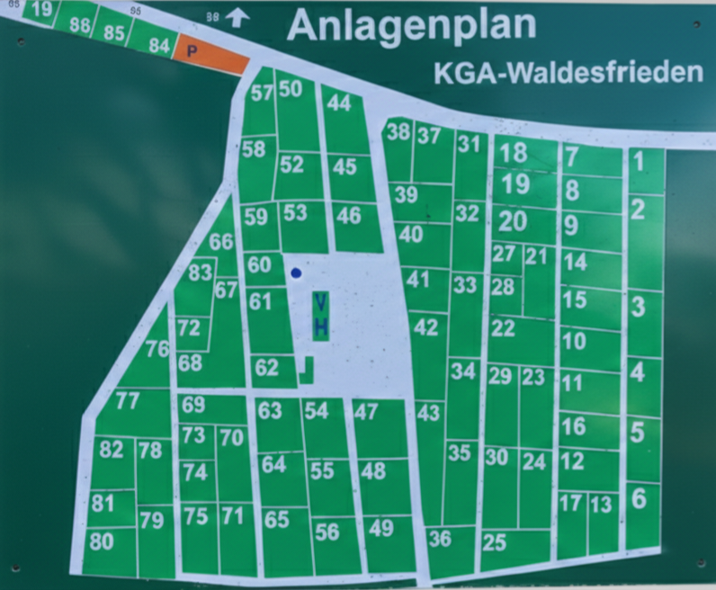 Lageplan der Kleingartenanlage Waldesfrieden